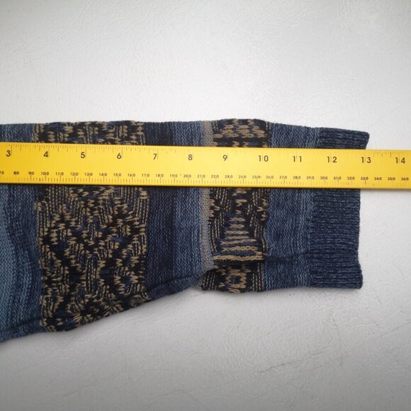 Chaps Denim Ladies Size Large Blue & Tan Linen Blend 3/4 Sleeves Sweater - Picture 8 of 9